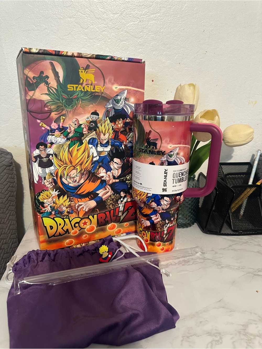 Stanley Dragon Ball Z Purple and Orange Insulated Travel Mug with Handle